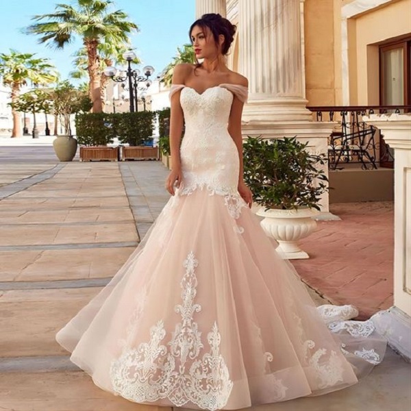 Romantic Pink Bridal Gown