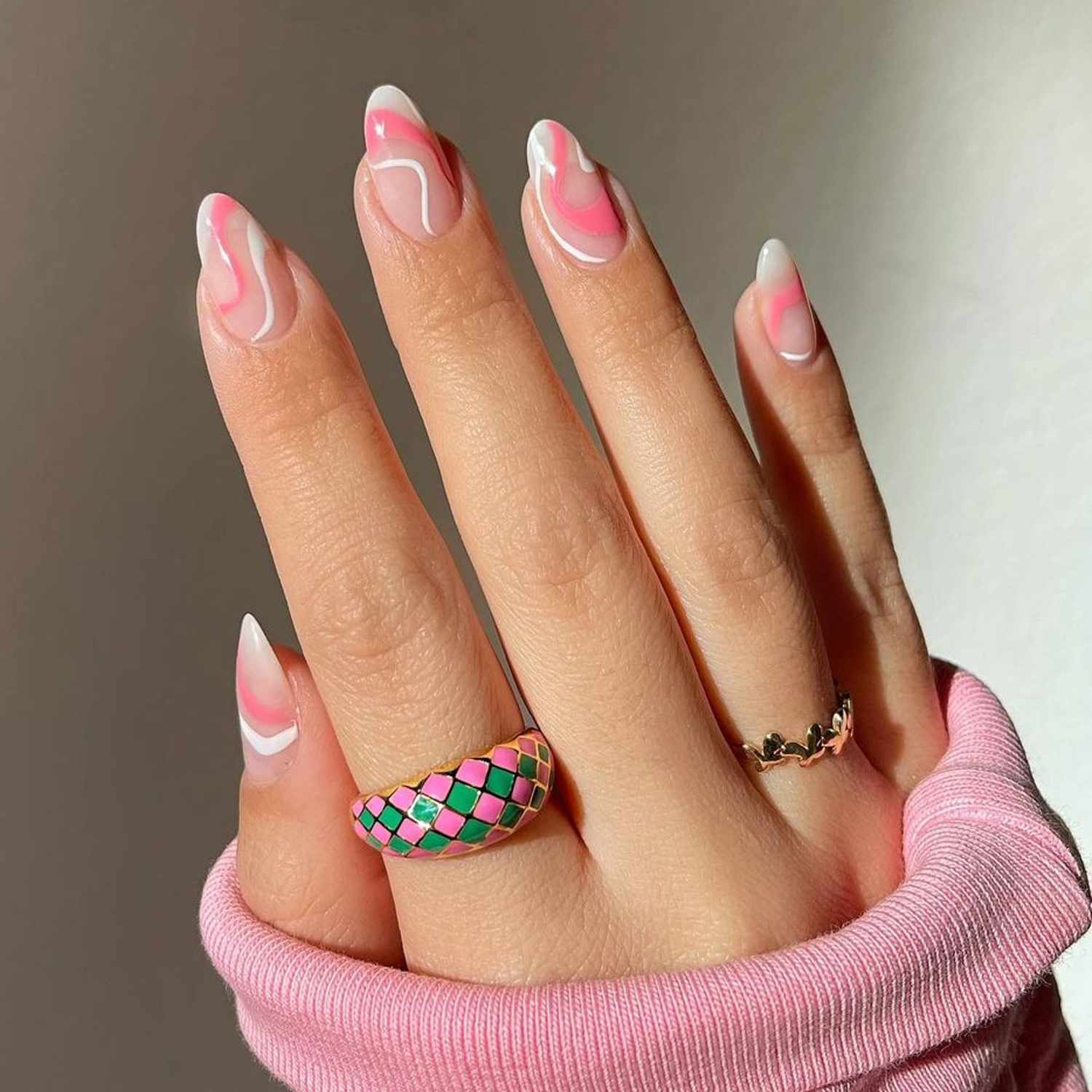 White and Pink Nails