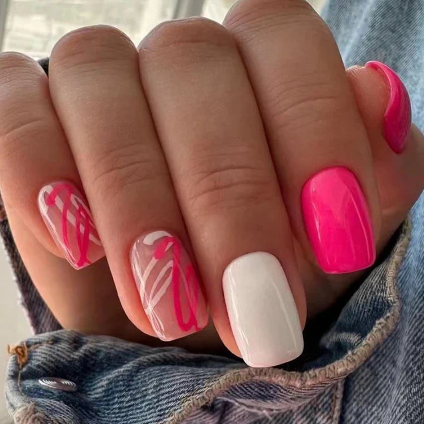 White and Pink Nails