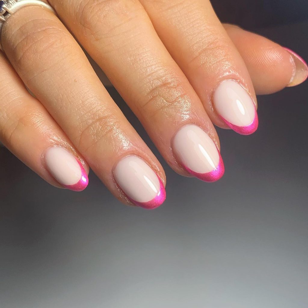 white and pink nails