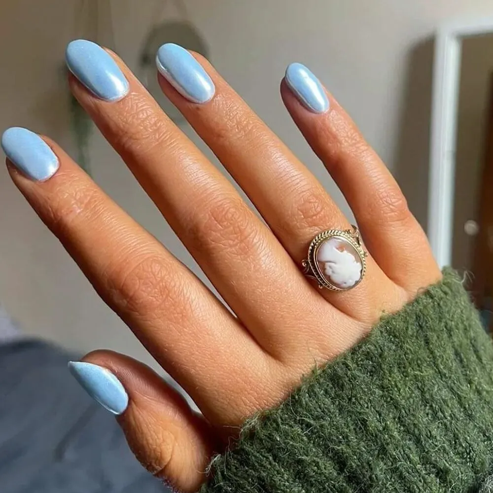 Blue Chrome Nails