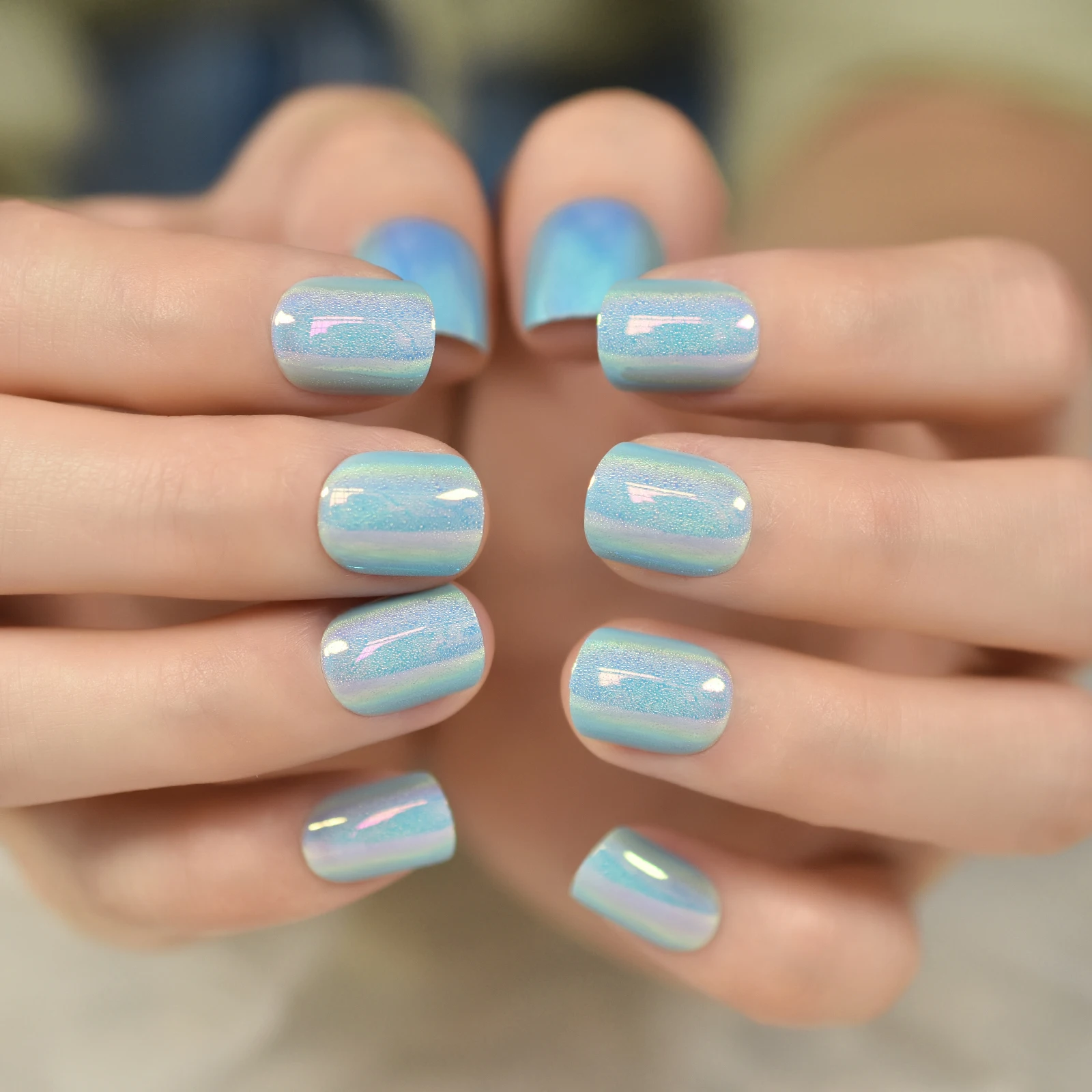 Blue Chrome Nails