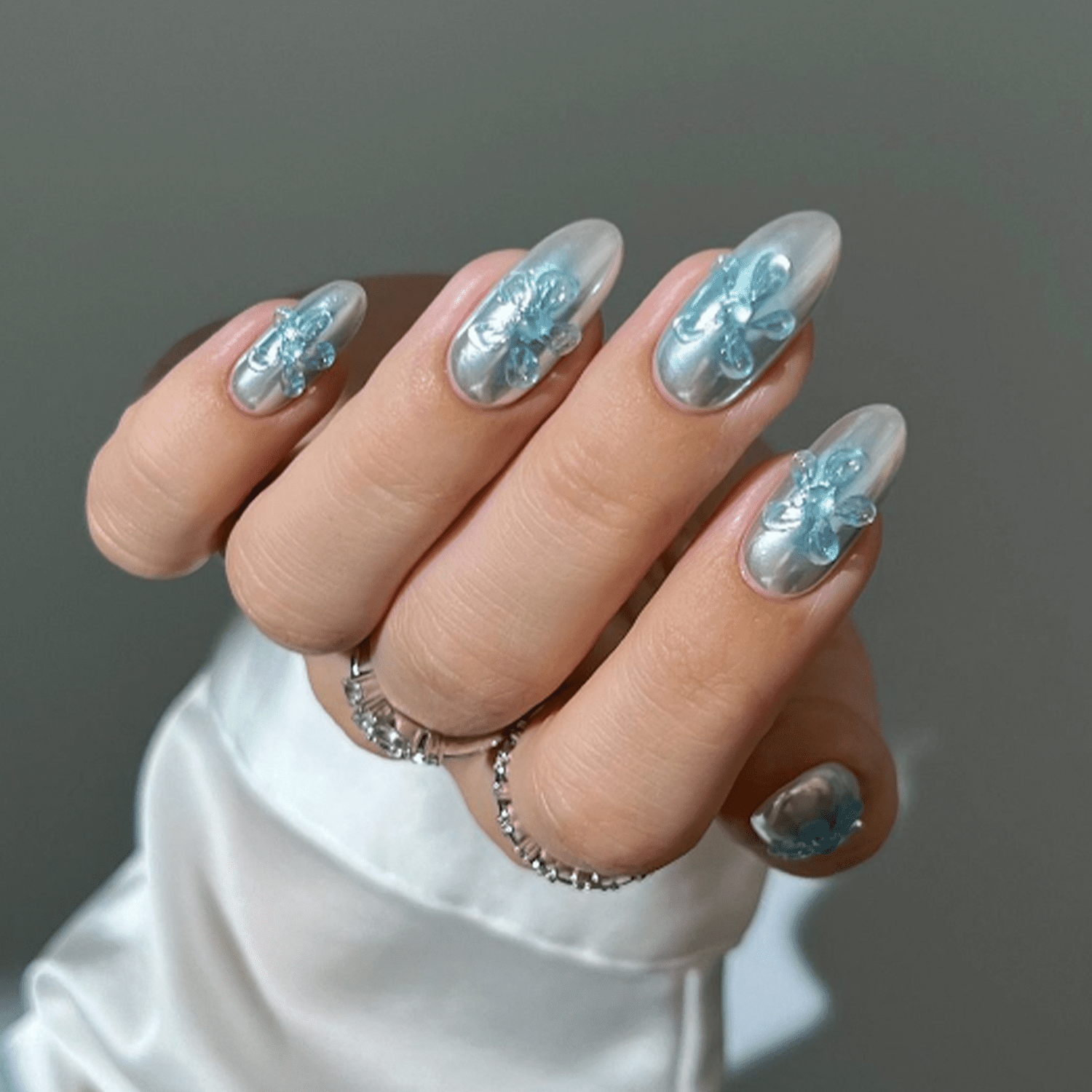 Blue Chrome Nails