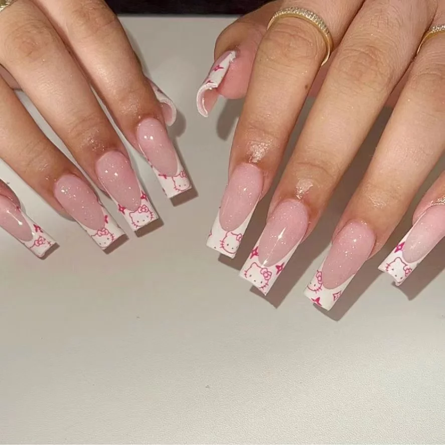 hello kitty nails short