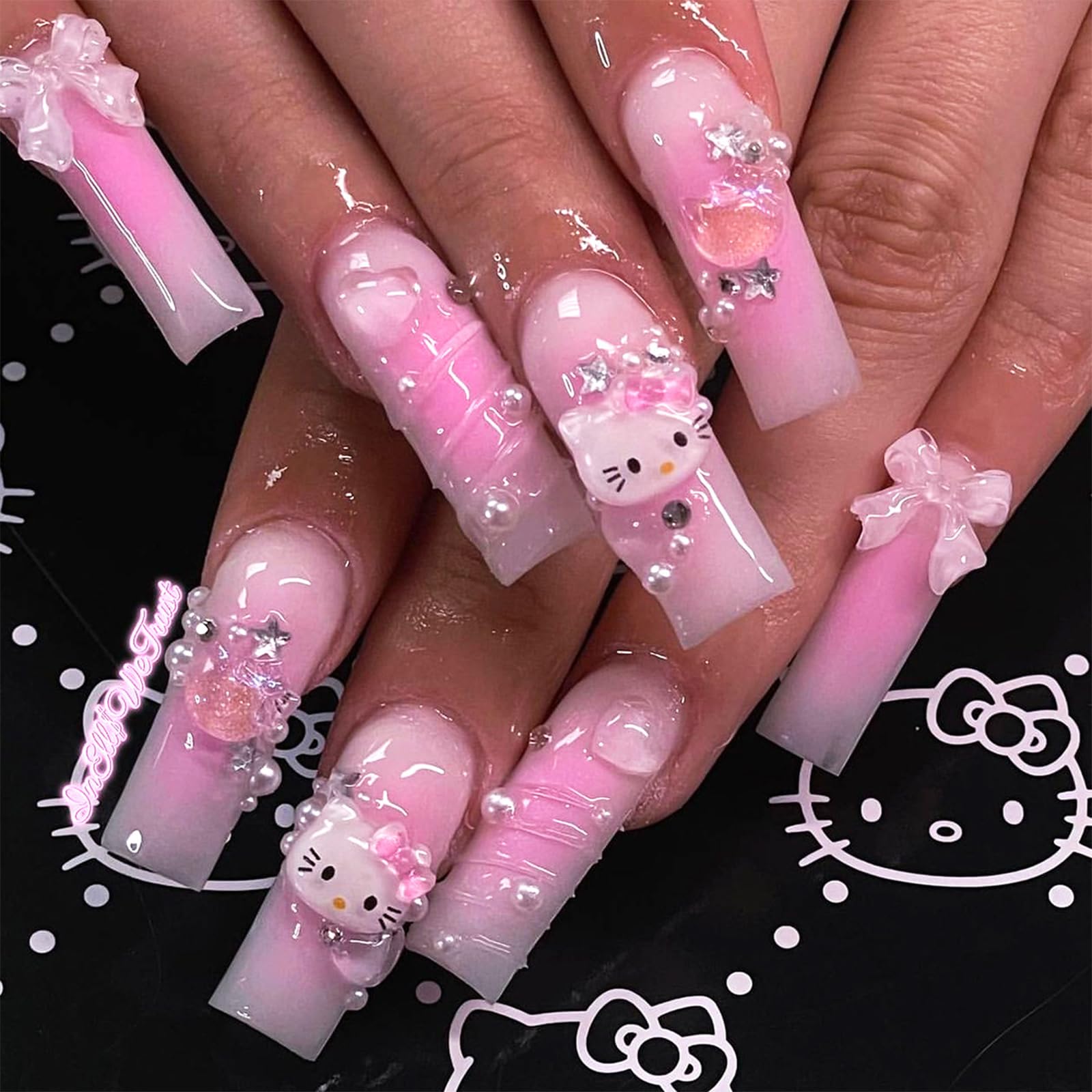 hello kitty nails short