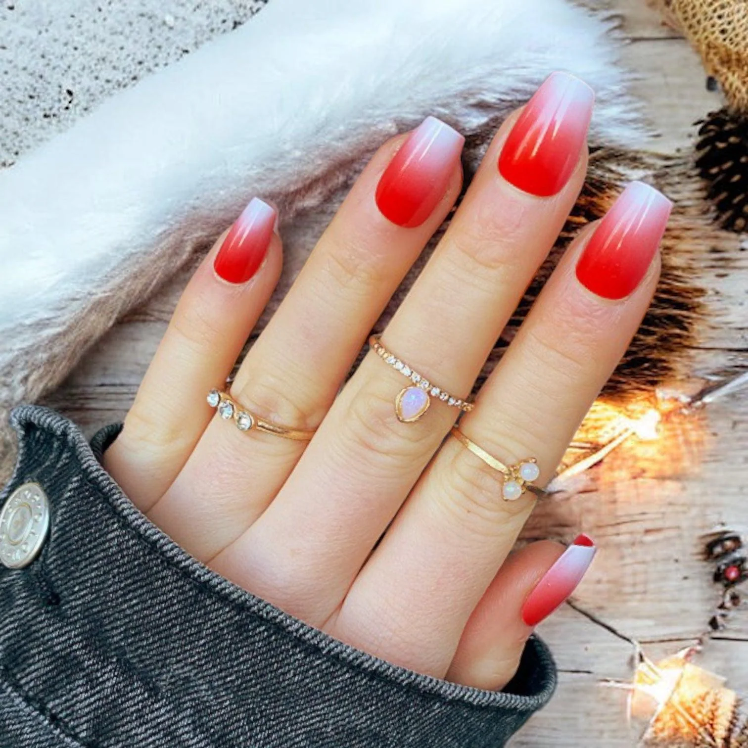 red ombre nails