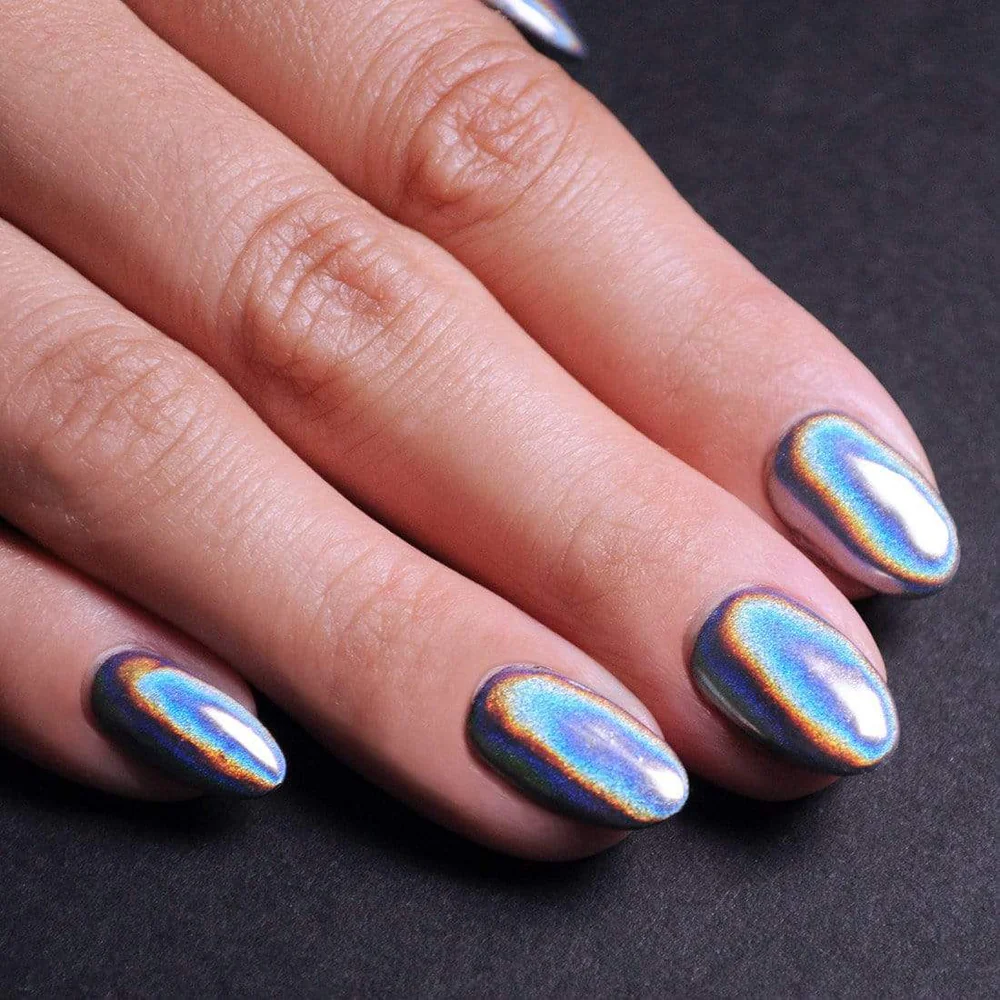 silver chrome nails