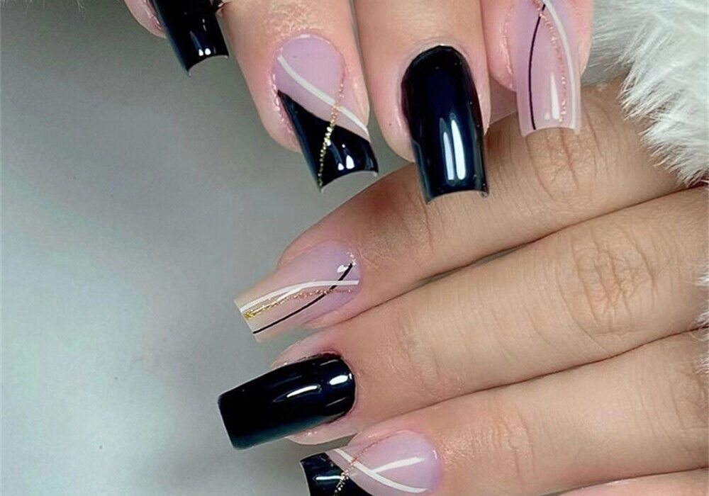 edgy black nail designs