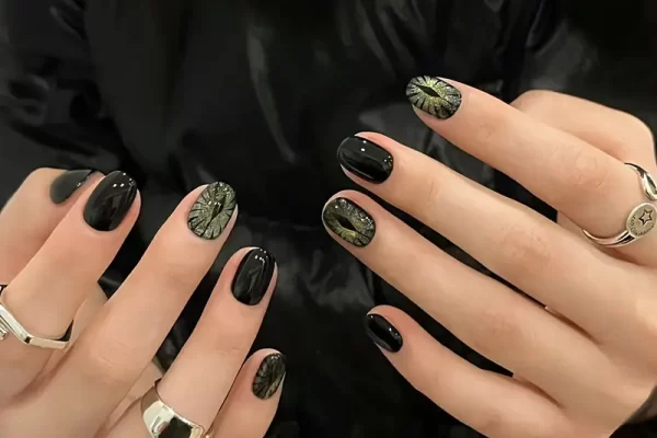 gothic edgy black nail designs