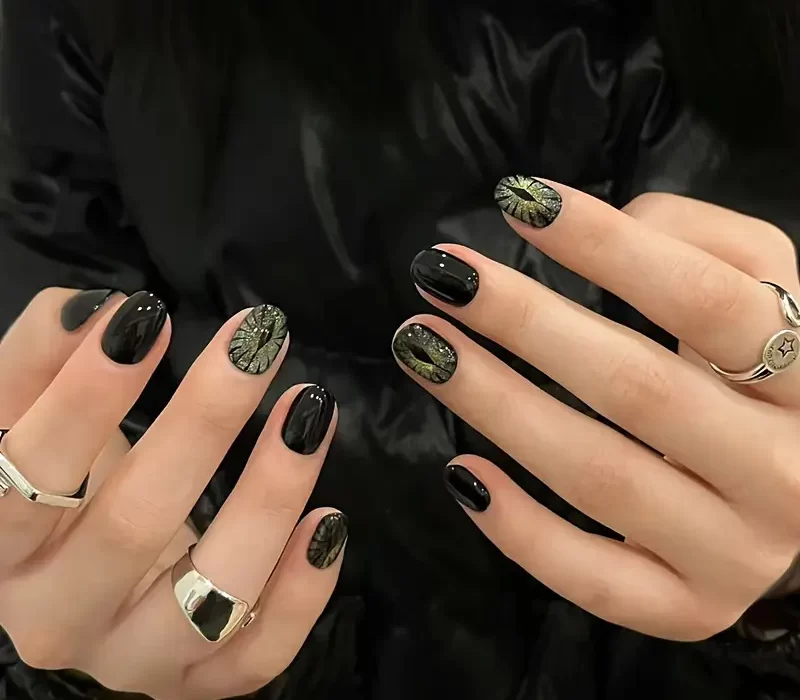 gothic edgy black nail designs