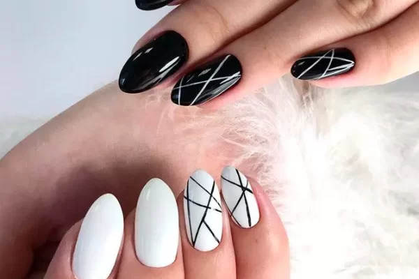 black and white nails