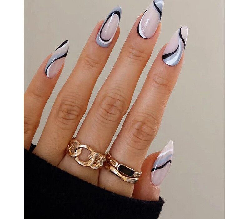 trendy edgy almond nail designs