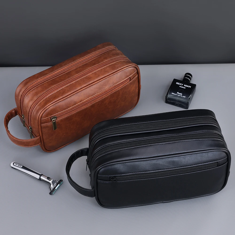 men's leather toiletry bag