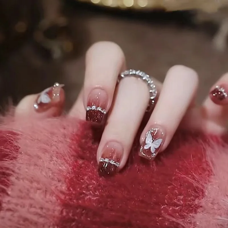 red acrylic nails