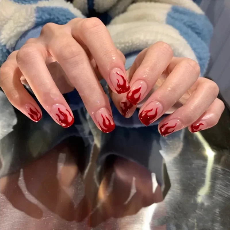 red acrylic nails