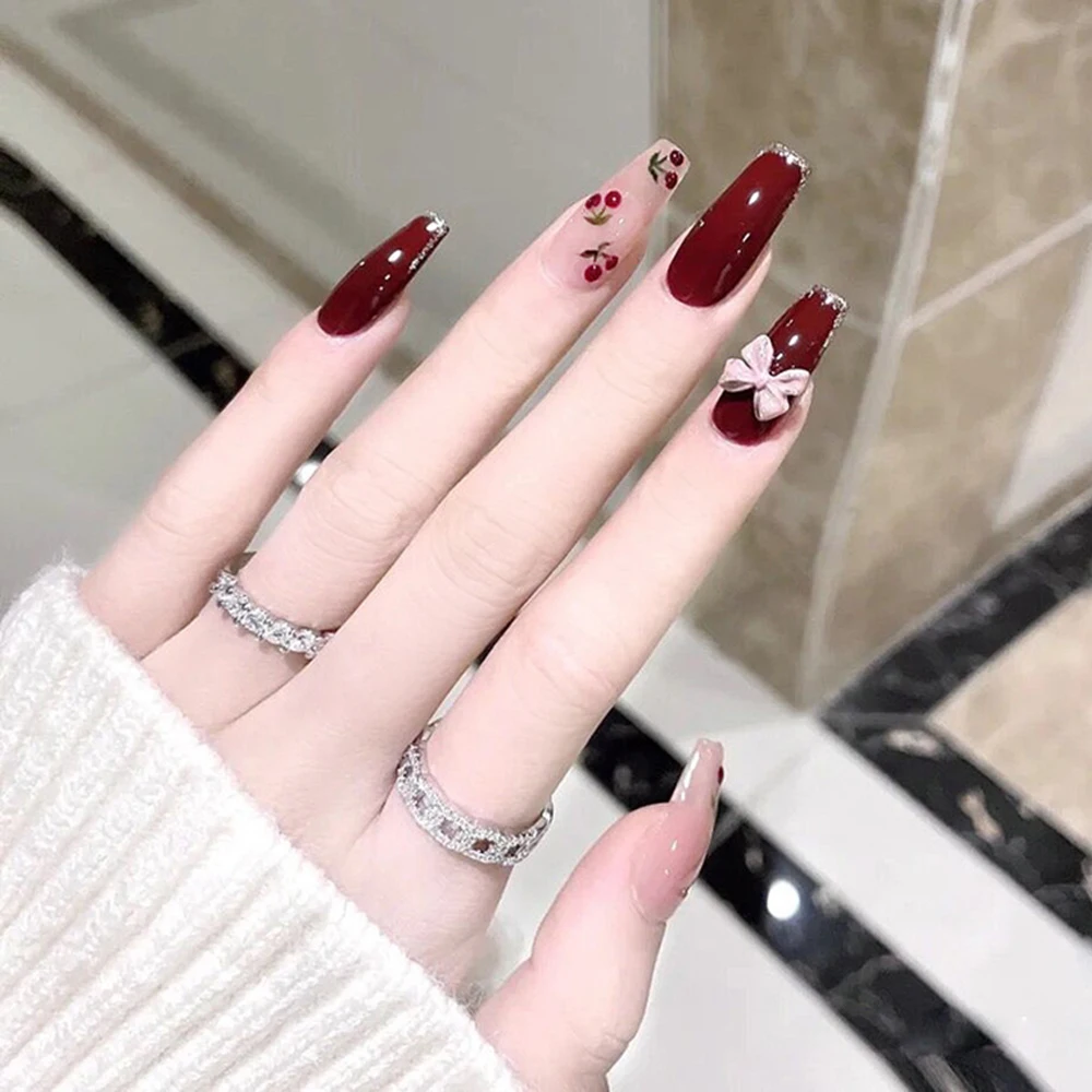 red acrylic nails
