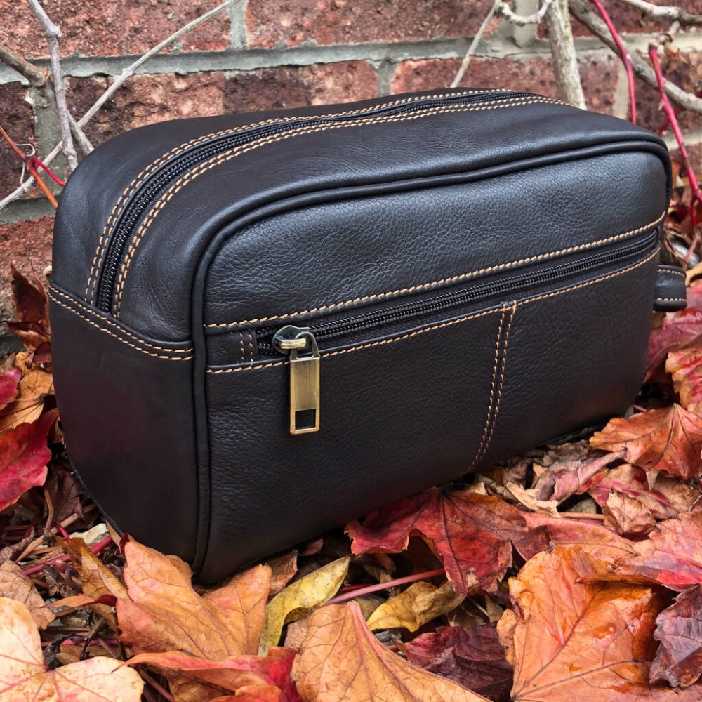 men's leather toiletry bag