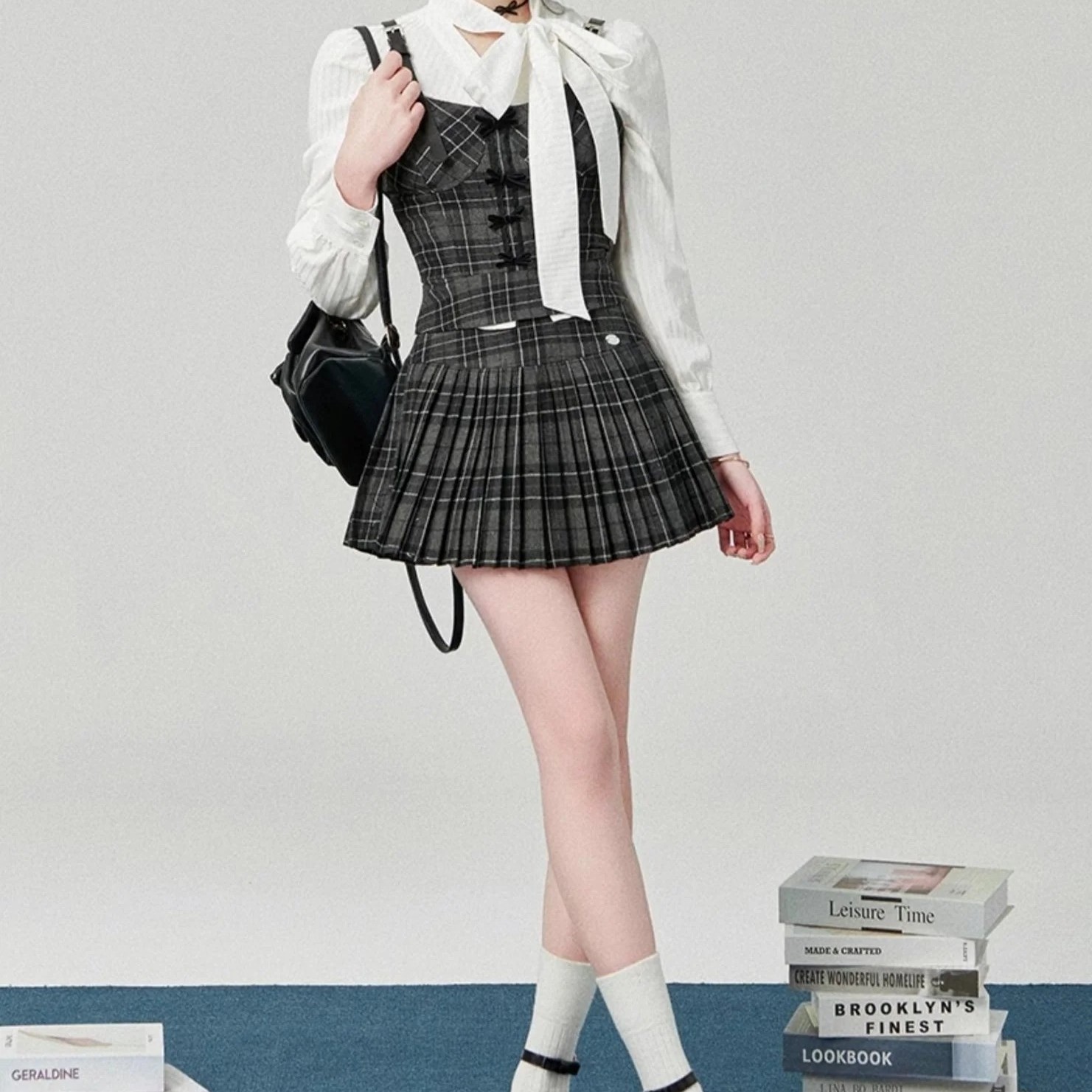 plaid suspender skirt
